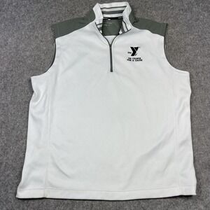 Nike Golf Tour Performance Vest Dri Fit 1/4 Zip White Mens XL 585775 Logo